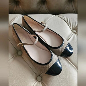 Le Mie Ballerine Mary Jane Ballet Flats Italy Suede  Black Leather Sz US8